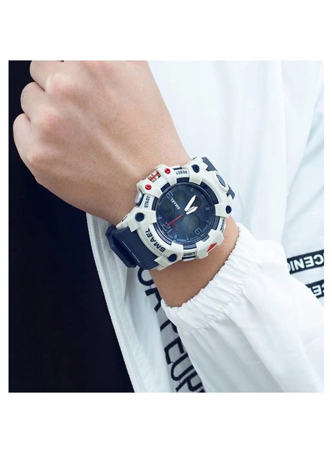 SMAEL Men's Military Waterproof Sports Watch Date Multifunction LED Alarm Stopwatch Digital Watch for Men, Darkblue, Large Face, Digital - Image 3