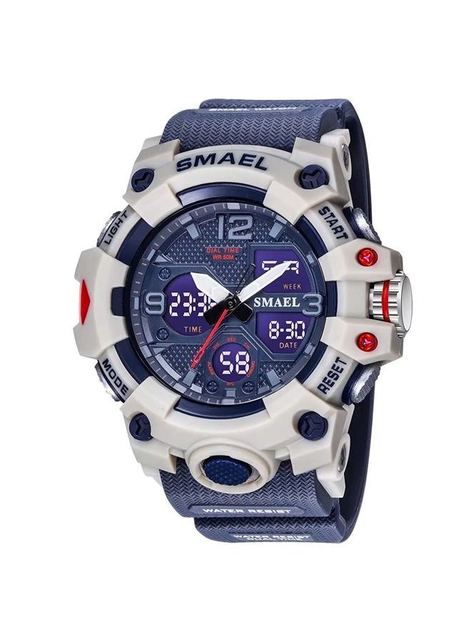 SMAEL Men's Military Waterproof Sports Watch Date Multifunction LED Alarm Stopwatch Digital Watch for Men, Darkblue, Large Face, Digital - Image 1