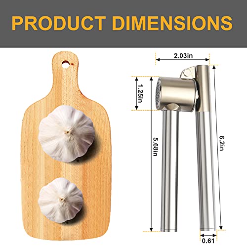 Roeene Garlic Press, 304 Stainless Steel Garlic Mincer & Crusher, Heavy Duty, Easy Squeeze, Rust Proof, Easy Clean - Image 3
