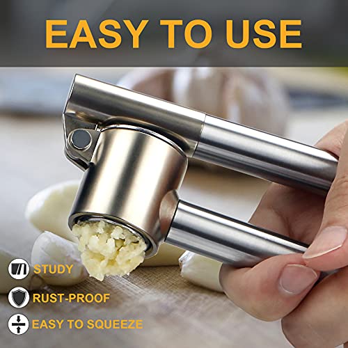Roeene Garlic Press, 304 Stainless Steel Garlic Mincer & Crusher, Heavy Duty, Easy Squeeze, Rust Proof, Easy Clean - Image 4