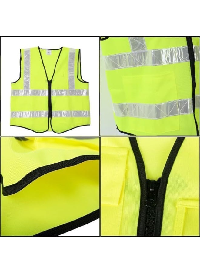 Poaker 3 Pocket Safety Jacket High Reflective Construction Workwear With Zip 3 Band Security And Pen Holder Size Xxl - Image 3