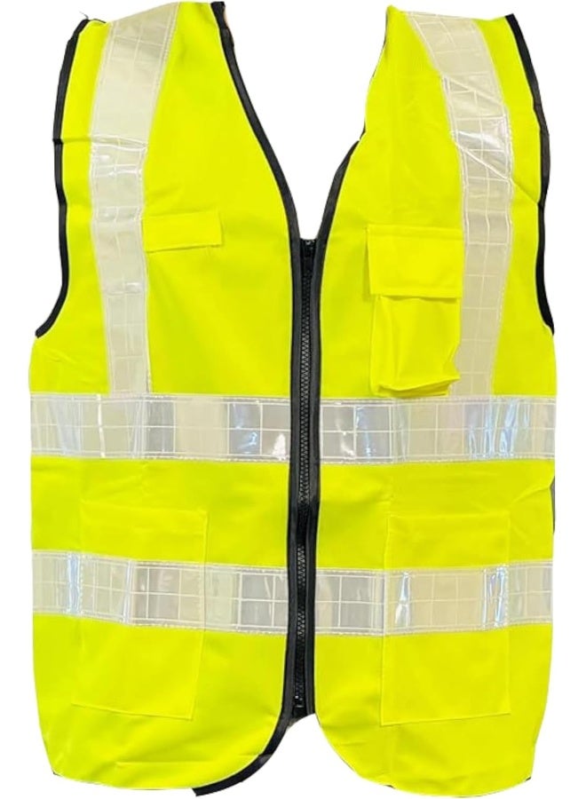 Poaker 3 Pocket Safety Jacket High Reflective Construction Workwear With Zip 3 Band Security And Pen Holder Size Xxl - Image 1