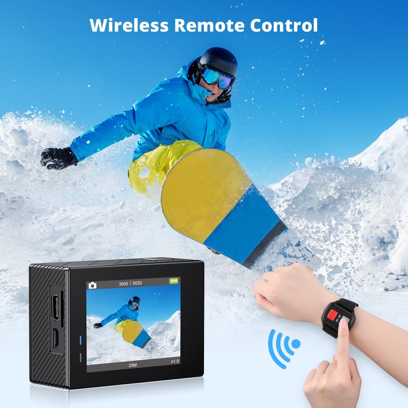 Akaso كاميرا أكاسو براف 4 الرياضية 4K 30fps مع بطاقة ميكرو SD سعة 64 جيجابايت مجموعة ملحقات خوذة الدراجة - Image 5