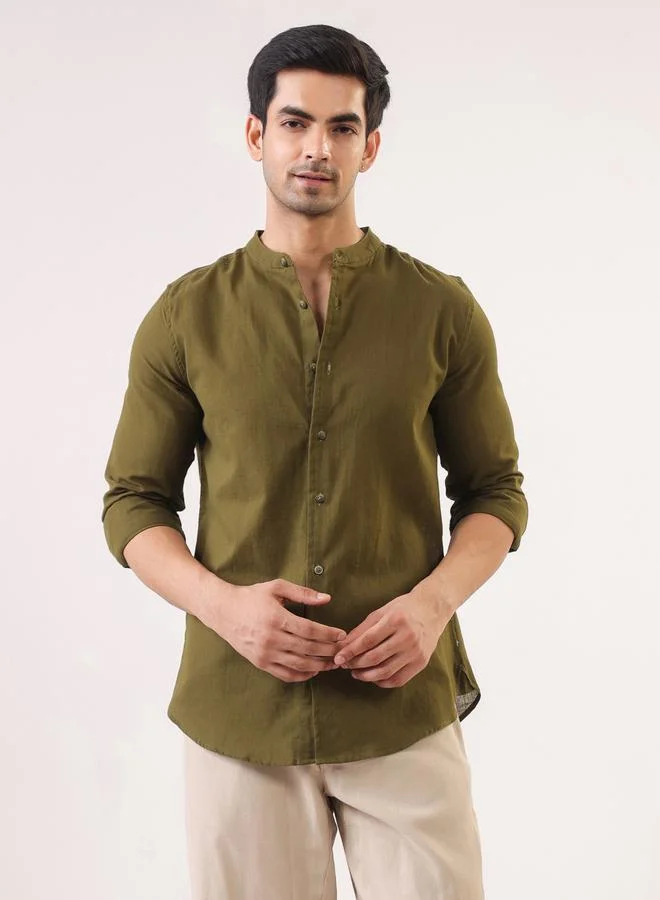 ترولوم قميص قطن سادة بقصة عادية للرجال