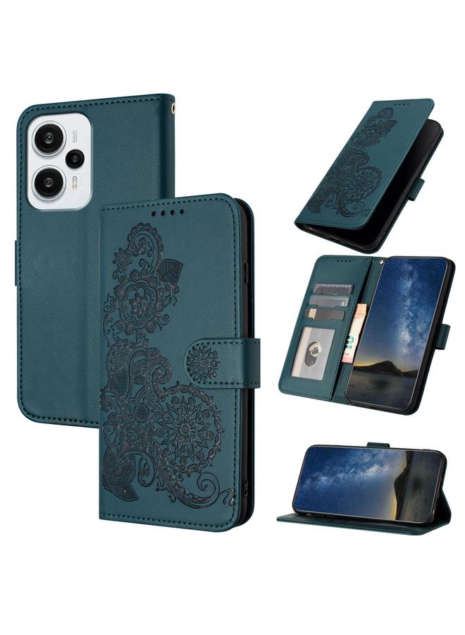 S-TOP Case For Redmi Note 12 Turbo / Xiaomi Poco F5 Datura Flower Embossed Flip Leather Phone Case - Image 1