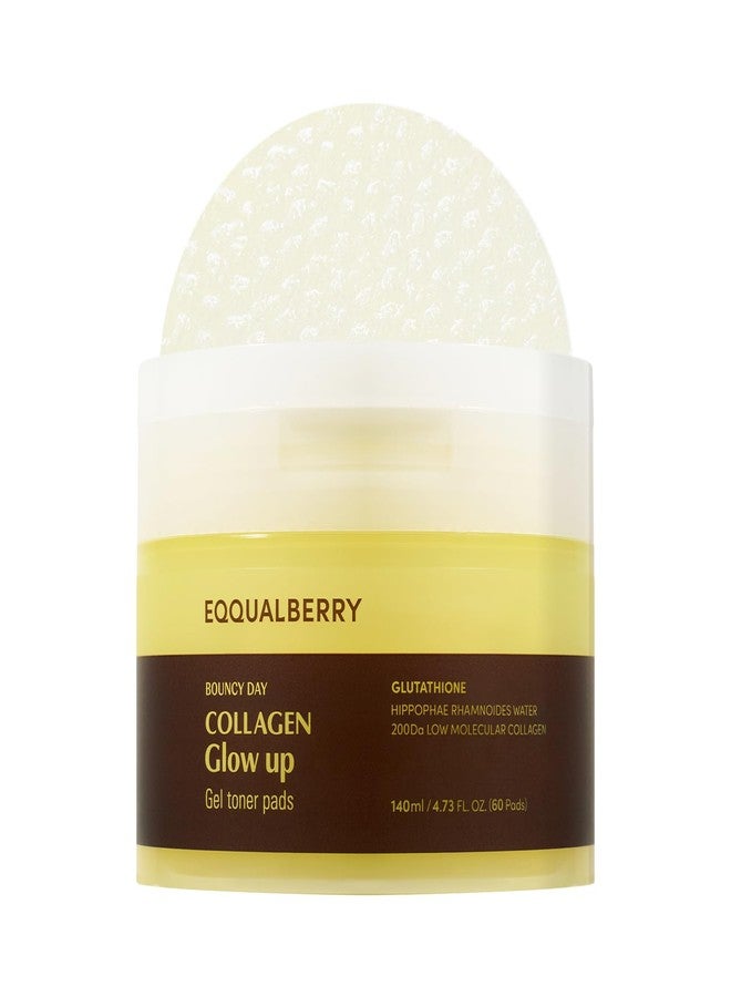 EQQUALBERRY Collagen Glow Up Gel Toner Pads - Brightening Korean Jelly Pad with Deep Absorption Collagen, Hydrating & Glow-Boosting Formula, 4.73 FL.OZ. (140ml) / 60 Pads - Image 1