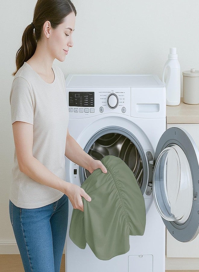 Silentnight Crib Ruffle Bed Skirt Microfiber Nursery Bedding Skirt for Baby Girls (28” x 52” x 14’’) Inch - Sage Solid - Image 5