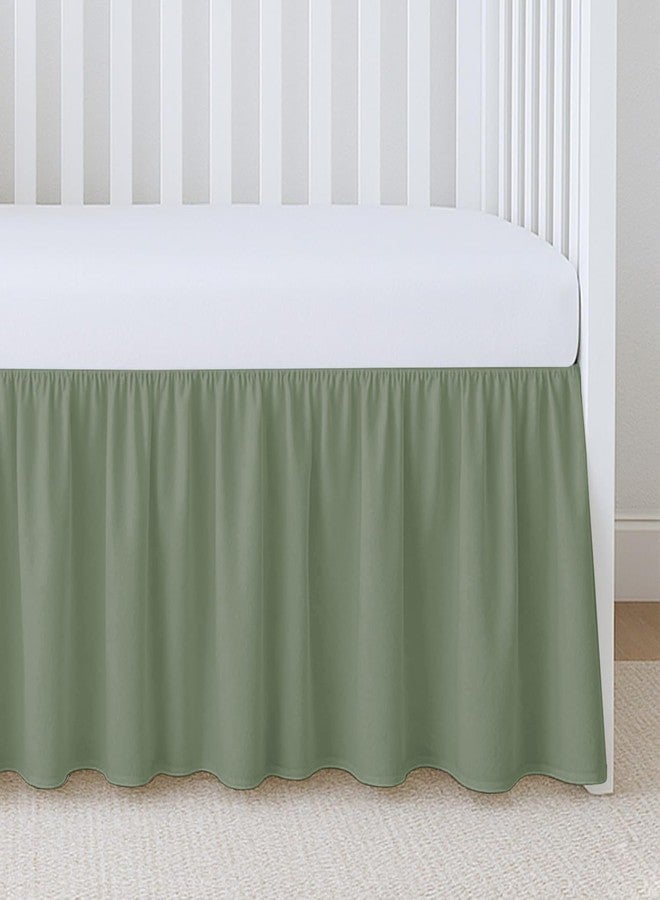 Silentnight Crib Ruffle Bed Skirt Microfiber Nursery Bedding Skirt for Baby Girls (28” x 52” x 14’’) Inch - Sage Solid - Image 1