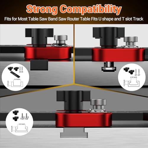 Preciva Thin Rip Table Saw Jig - 3 Pulleys Thin Rip Jig for Making Repetitive Narrow Strip Cuts, Table Saw Guide Fits for 3/8“ x 3/4” U Slot and 1/4“ x 3/8” T Slot - Image 2