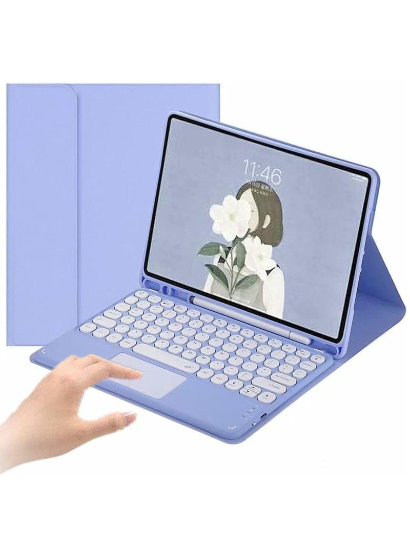 حافظة لوحة مفاتيح لجهاز iPad 10th Generation 2022 مع لوحة لمس ولوحة مفاتيح دائرية لطيفة ملونة لجهاز iPad 10 10.9 بوصة ولوحة مفاتيح تعمل باللمس قابلة للفصل وغطاء ذكي رفيع مع حامل قلم رصاص - Image 1
