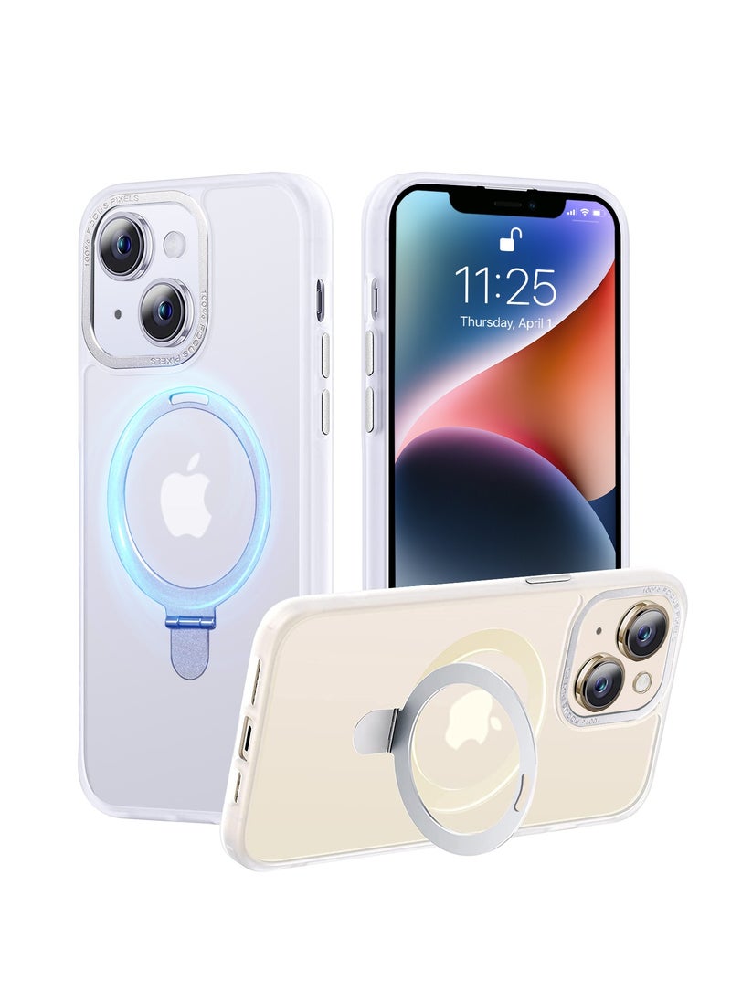 INFOSUN iPhone 14 Plus Case with Magnetic Invisible Stand Cover Shockproof and Anti-Yellow Slim Thin Translucent Matte Protective Magsafe Case for Apple iPhone 14 Plus 6.7 inch - White  - Image 1