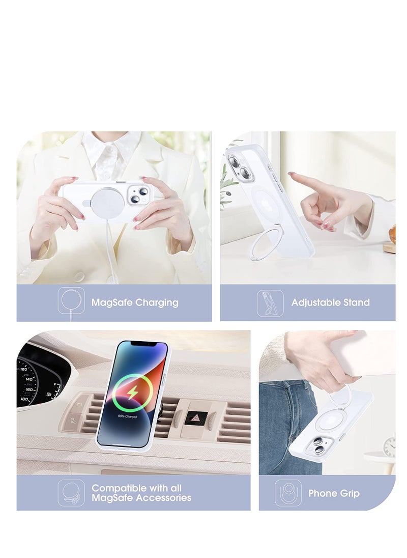 INFOSUN iPhone 14 Plus Case with Magnetic Invisible Stand Cover Shockproof and Anti-Yellow Slim Thin Translucent Matte Protective Magsafe Case for Apple iPhone 14 Plus 6.7 inch - White  - Image 4
