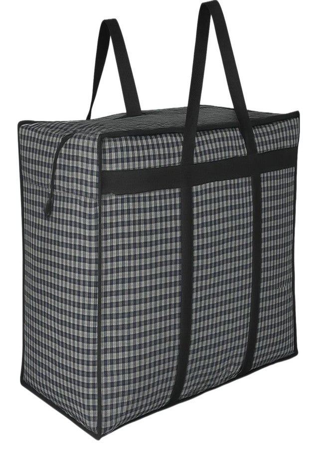 Bazera Multipurpose Organizer Canvas Shopper Large Size Storage Bag for Toys/Stationery/Blankets/Clothes/Moving Bags with Strong Handles and Base with Covers Zip (Black Print,24x22x10 Inch) 150 L - Image 1