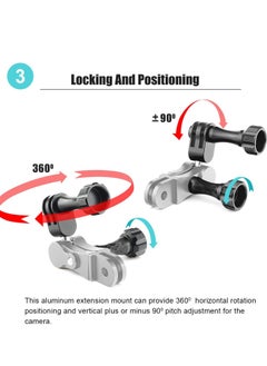 Y&D Aluminum Ball Handlebar Mount for GoPro Camera Clamp Monitor 360° Ballhead Magic Arm Lock Any Direction  - Image 4