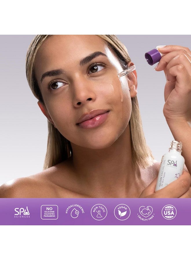 SPA SCIENCES Glow Facial Oil Made In The Usa With Vitamin E Antioxidants Hydrolyzed Collagen Chamomile & Cucumber Extracts Soothe Rejuvenate Balance Nonacnegenic Vegan 1 Fl Oz - Image 2