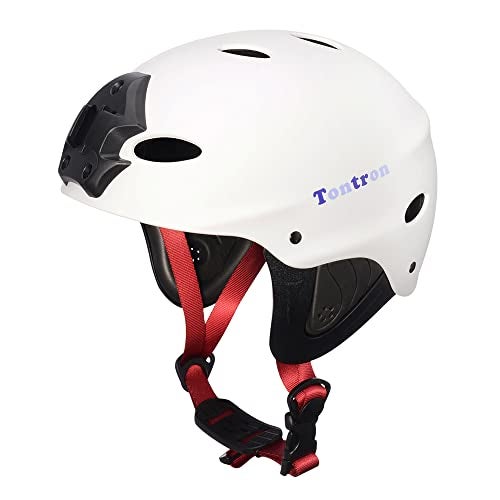 Tontron Adult Water Sports Helmet with Camera Mount Plate Matte Snow White Medium - Image 1