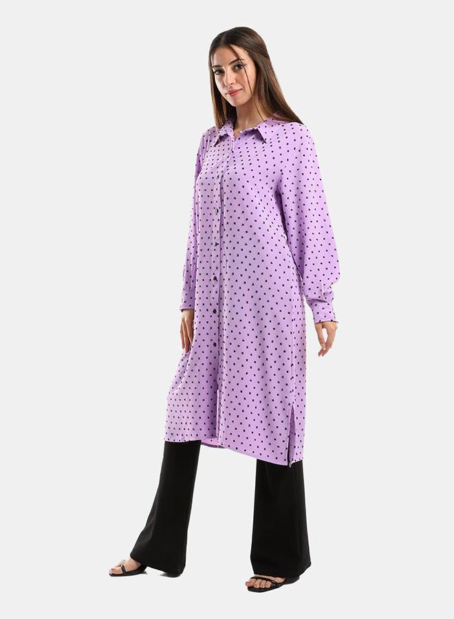 kady Jamila Women Self Stitches Tunic with Sided Slits ,purple-XXL - Image 2