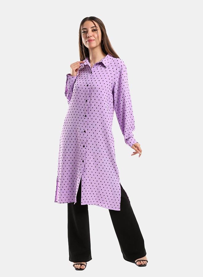 kady Jamila Women Self Stitches Tunic with Sided Slits ,purple-XXL - Image 1
