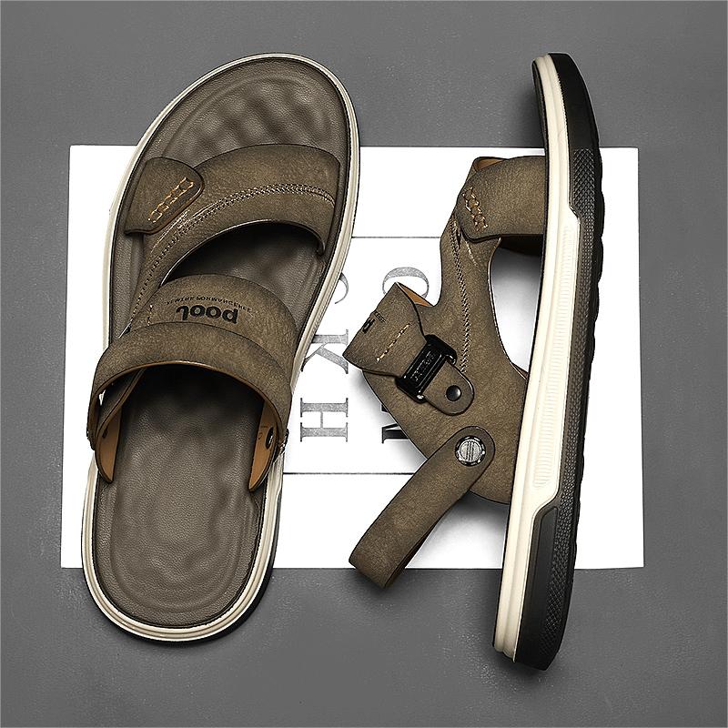 Genuine Leather Sandals Men'S Summer Outer Wear Dad Dual-Use Casual Boys Wear-Resistant Sports Beach Slippers - Image 2