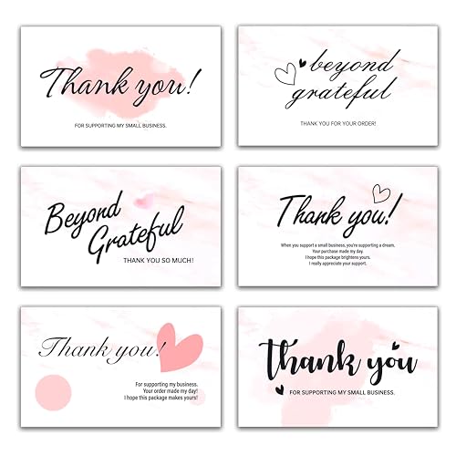 WEIZHEN 240-Count Thank You for Your Order Cards - Thank You For Supporting My Business Cards, 6 Styles - 2" x 3.5" Small Customer Appreciation Cards for Shops, Online Retailers, Business Owners - Image 1