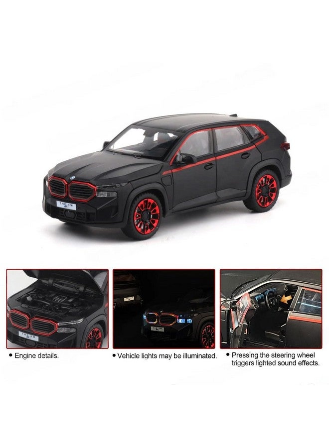 Invite Enterprise دعوة مؤسسة 1:24 نموذج سيارة B.M.W XM SUV مصنوعة من سبائك الزنك لعبة سحب للخلف سيارات مصبوبة مع أبواب قابلة للفتح، صوت وضوء هدية للأطفال الأولاد والبنات (لون أسود) - Image 3