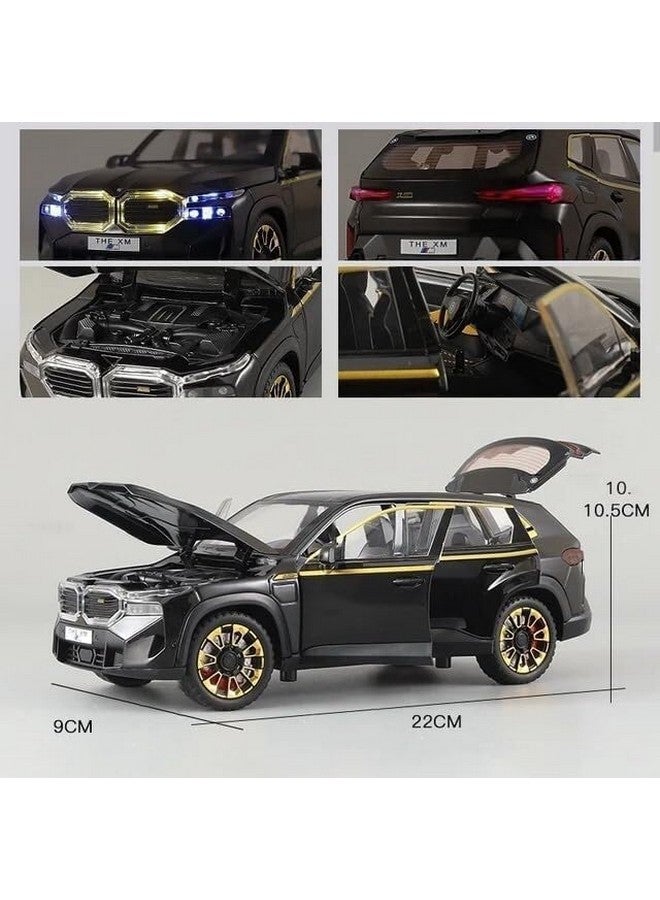 Invite Enterprise دعوة مؤسسة 1:24 نموذج سيارة B.M.W XM SUV مصنوعة من سبائك الزنك لعبة سحب للخلف سيارات مصبوبة مع أبواب قابلة للفتح، صوت وضوء هدية للأطفال الأولاد والبنات (لون أسود) - Image 2