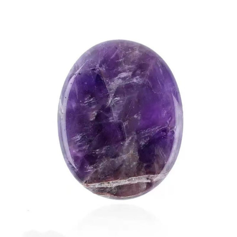 Natural Crystal Oval Worry Stone - White Yellow Crystal Gemstone, Carvable Jade for Gifts