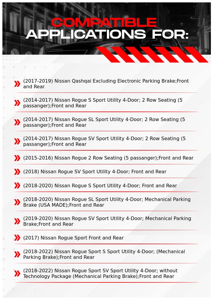 R1 Concepts Front Rear Brakes and Rotors Kit |Front Rear Brake Pads| Brake Rotors and Pads| Ceramic Brake Pads and Rotors |Hardware Kit|fits 2014-2020 Nissan Qashqai, Rogue, Rogue Sport - Image 2