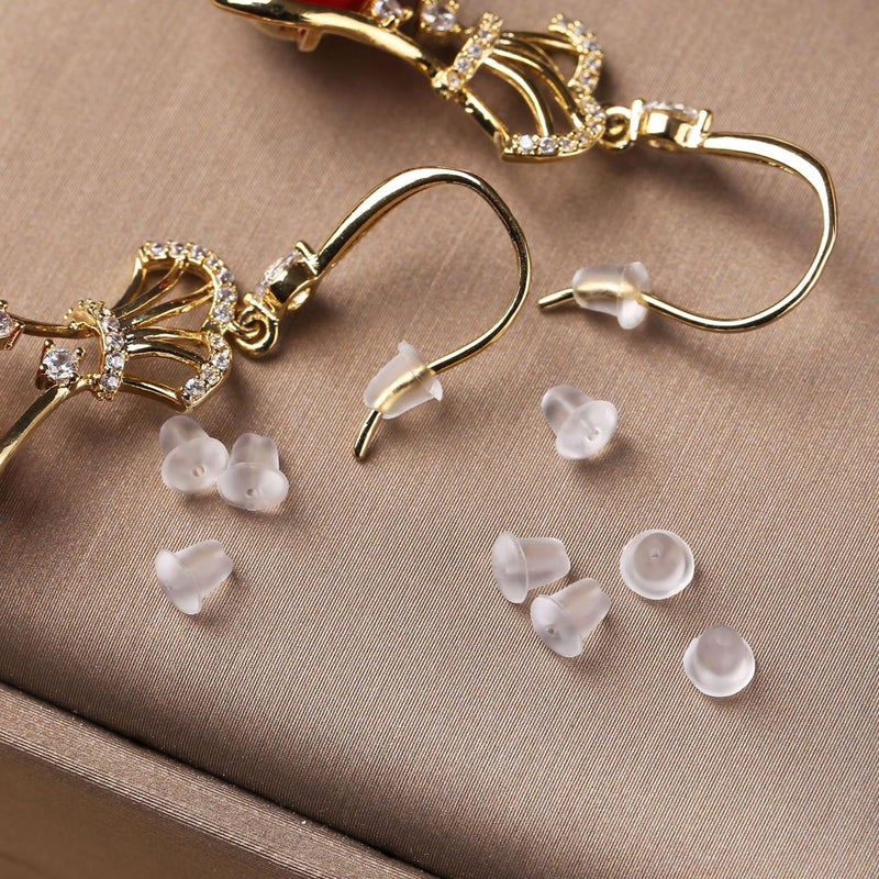 Melimarry Silicone Earring Backs, 200 Pack Clear Hypoallergenic Replacement Stoppers for Stud, Post, Hoop, Fishhook Earrings - Image 2