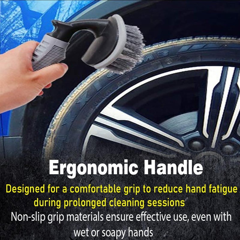 Asryd T-Type Car Tire Cleaning Brush Scrubber with Antislip Handle Multi-Functional SUV Tyre Wheel Rim Hub Washing Cleaner 1 Pcs - Image 3