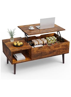 Chulovs Chulovs Coffee Table, Lift Top Coffee Tables for Living Room, Office, Small Rising Wooden Dining Center Tables with Storage Shelf and Hidden Compartment, Brown  - Image 1