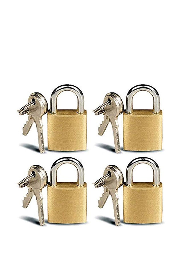 Set 4 of Mini Brass Padlocks for Luggage, Lockers, Solid Brass Keyed Alike Padlocks
