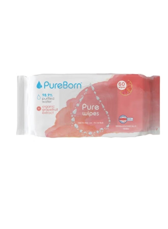 Pure Wipes Grapefruit 60's