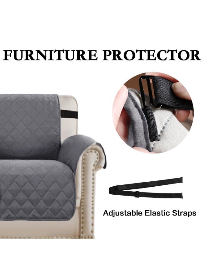 JZS Waterproof Sofa Slipcover, Reversible Sofa Cover Water Resistant Couch Cover with Foam Sticks Elastic Straps Furniture Protector for Pets Kids Children Dog Cat(Grey,2 Seater) - Image 4