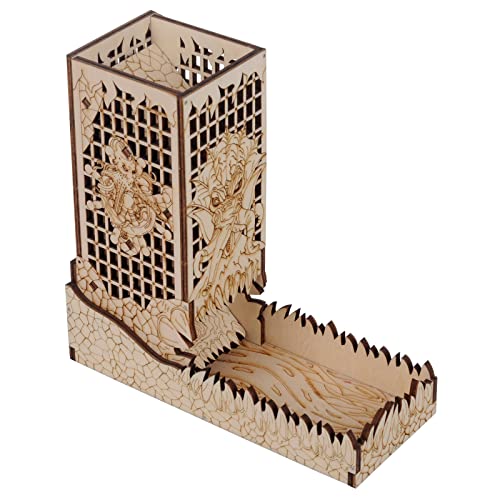 CZYY Dice Tower with Tray Wood Laser Etched Mind Flayer Portable and Collapsible Dice Roller Perfect for Board Game and Tabletop RPG Cthulhu - Image 1