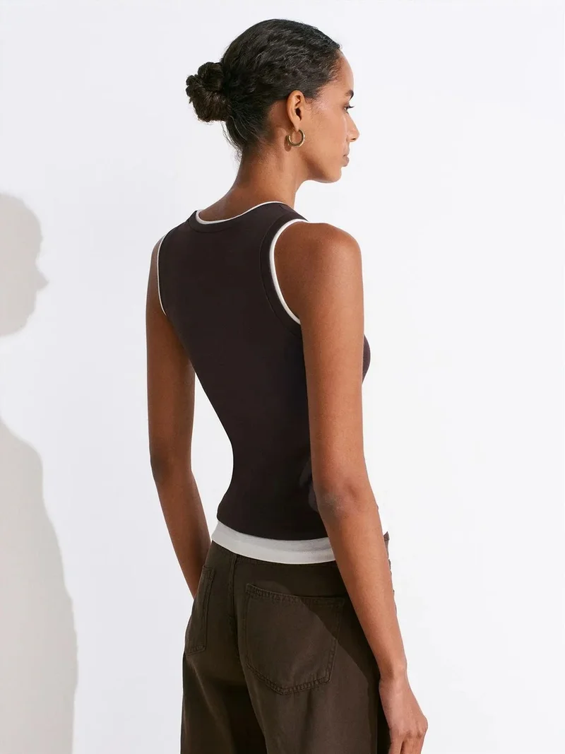 ديلفين Dilvin Sleeveless Ribbed Cotton Blouse