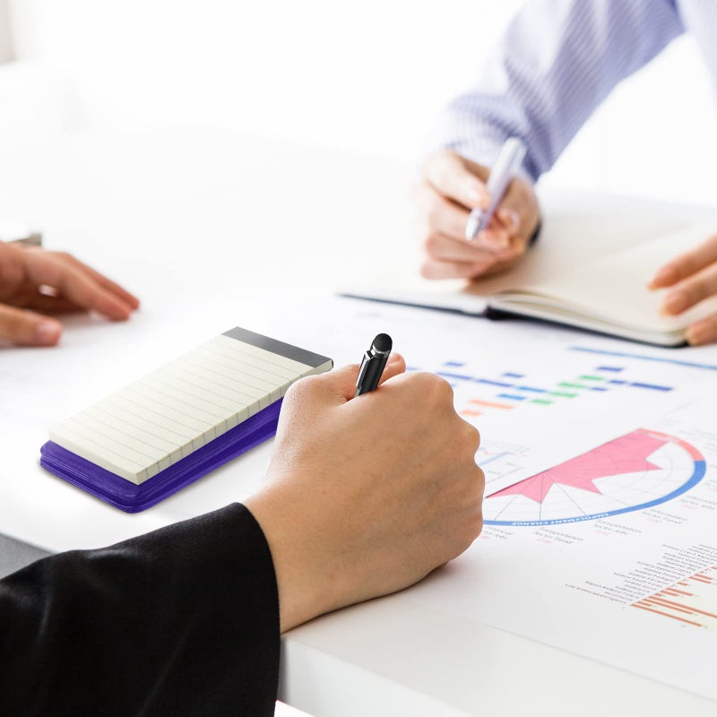 Outus 10 Pcs Mini Pocket Notepad Holder Set Included Small Leather Pocket Notebook Holder with 50 Lined Sheets, Metal Pen, 8 Pcs 3 x 5 Inch Memo Book Refills, 30 Lined Paper Per Note Pad (Purple) - Image 5