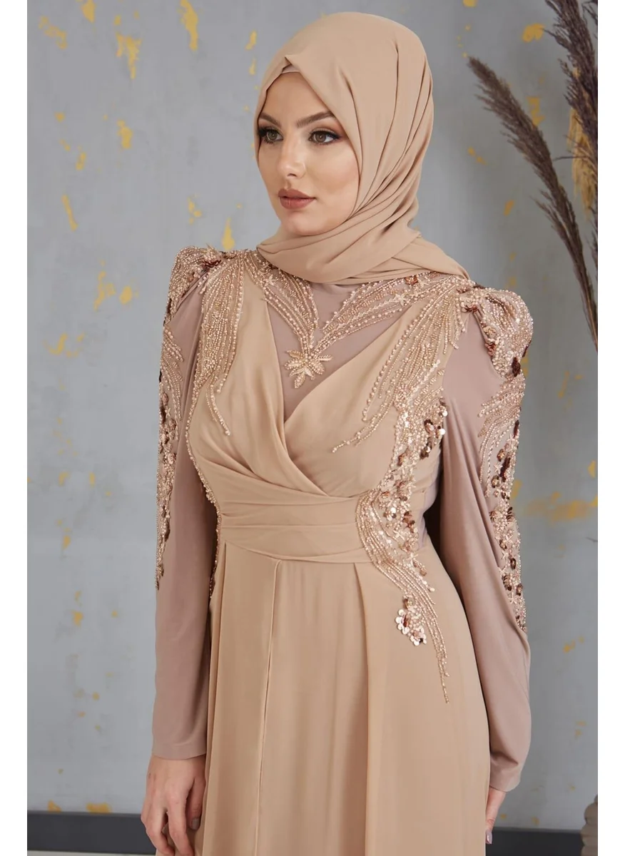 Esilanur Gunes Beaded Hijab Jumpsuit Gold