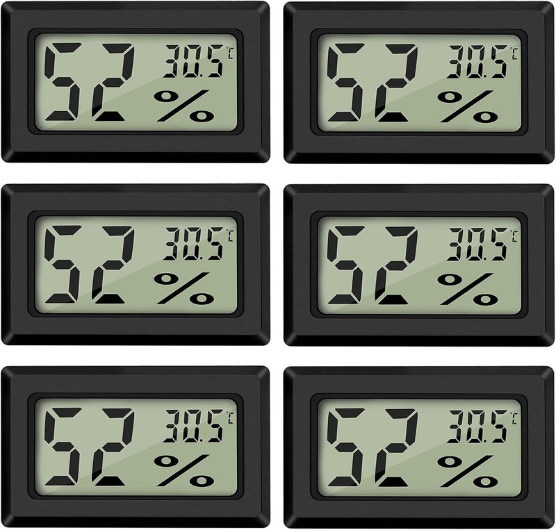 Thlevel Mini Digital LCD Thermometer Hygrometer Temperature Humidity -50~70°C 10%~99% RH Thermometer Portable Thermo Hygrometer Indicator for Office Kitchen Humidors Incubators Reptiles (6 PCS - A) - Image 1