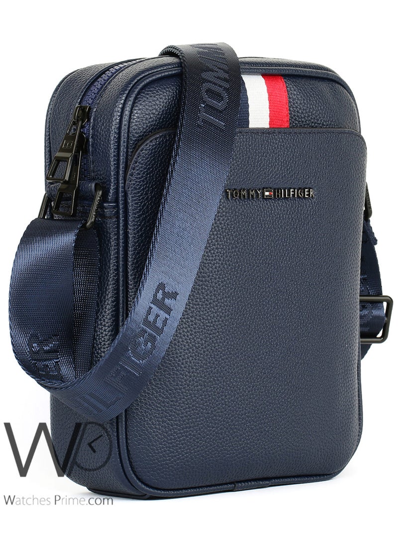 Tommy Hilfiger Denim Leather Tommy Hilfiger Crossbody Messenger Shoulder Navy Blue Bag For Men - Image 4