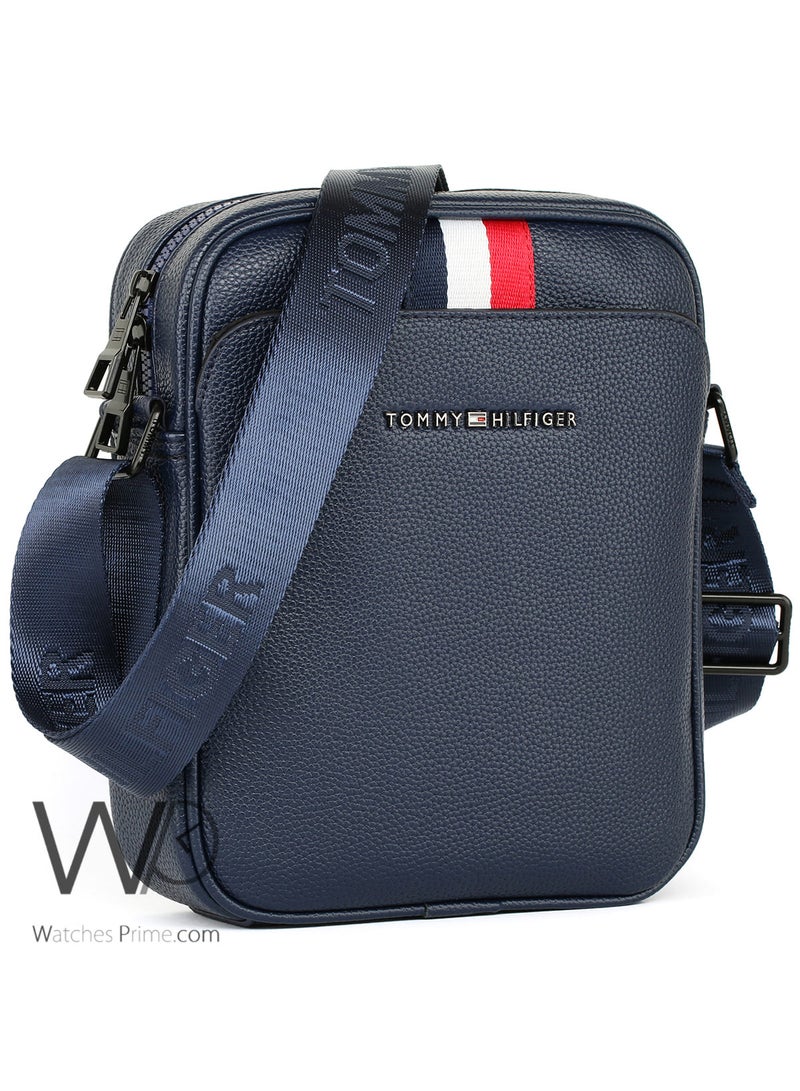 Tommy Hilfiger Denim Leather Tommy Hilfiger Crossbody Messenger Shoulder Navy Blue Bag For Men - Image 2