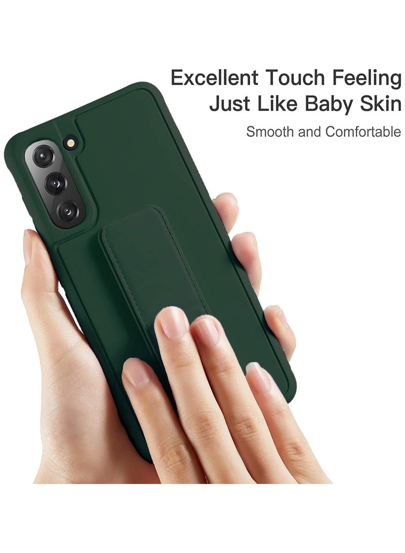 Denx Samsung Galaxy A55 Case with Kickstand and Magnetic Holder, Premium Vertical Strap and Grip with Silicone Holder, multiple viewing positions for Samsung Galaxy A55 (Dark Green) - Image 3