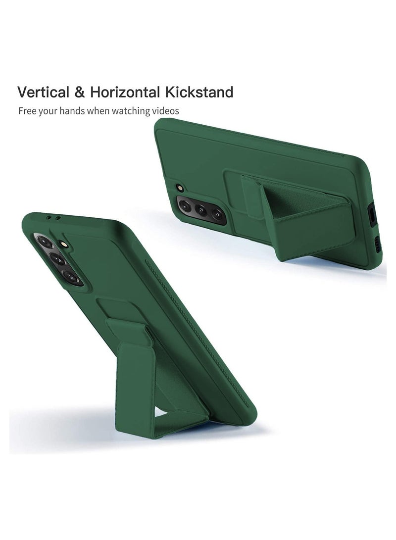 Denx Samsung Galaxy A55 Case with Kickstand and Magnetic Holder, Premium Vertical Strap and Grip with Silicone Holder, multiple viewing positions for Samsung Galaxy A55 (Dark Green) - Image 4