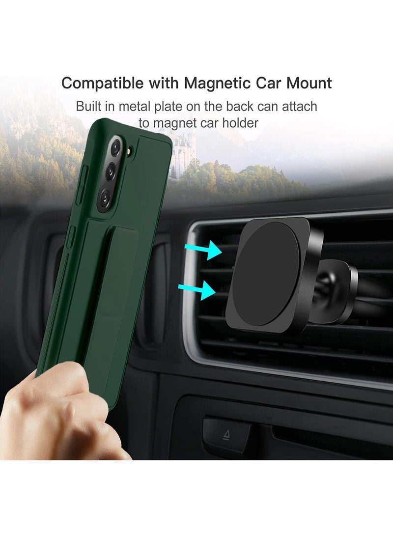 Denx Samsung Galaxy A55 Case with Kickstand and Magnetic Holder, Premium Vertical Strap and Grip with Silicone Holder, multiple viewing positions for Samsung Galaxy A55 (Dark Green) - Image 5