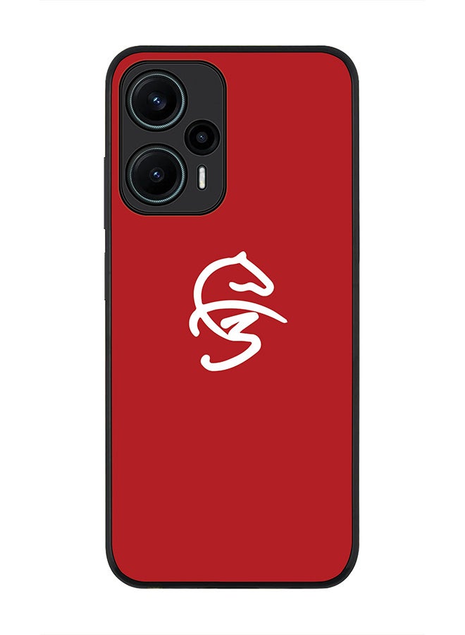 Stylizedd Rugged Black edge case for Xiaomi Poco F5 5G / Xiaomi Redmi Note 12 Turbo 5G Slim fit Soft Case Flexible Rubber Edges Anti Drop TPU Gel Thin Cover - Faz3 Icon Red - Image 1