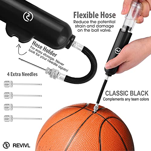 REVIVL Ball Pump for Sports Balls - 5 Needles - Basketball Pump, Soccer Ball Pump - Air Pump for Balls, Volleyball, Football Accessories Equipment - Hand Pump for Inflatables - Never Lose Pin with Holder - Image 4