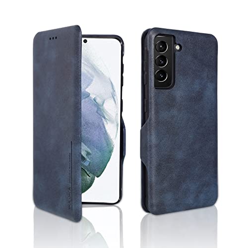 PULOKA Samsung Galaxy S21 Pu Leather Flip Back Cover Leather Wallet Case with Card Slot & Kickstand Function – Blue - Image 1