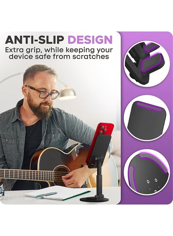 HIAS Adjustable iPhone Holder Stand - Foldable Phone Stand for Desk & Office, Compatible with iPhone 16/15 Series, Galaxy S24/S23, Xiaomi, HONOR & Most Smartphones - Sturdy & Portable - Image 4