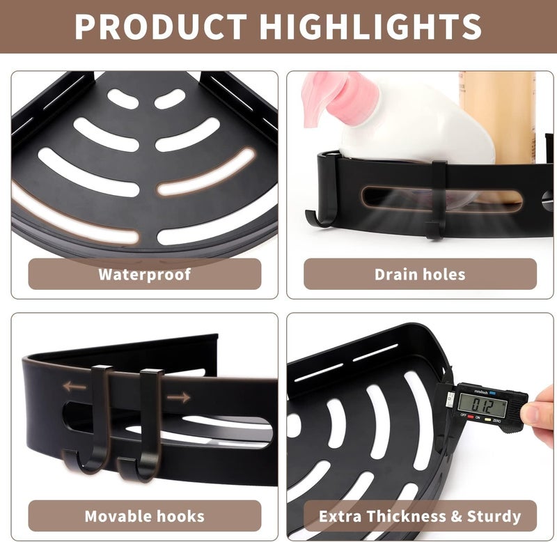 perpetual Bathroom Organiser, Aluminium Self Adhesive Bathroom Shelf for Wall Corner, Washroom Organizer, Bathroom Rack Stand Without Drilling (2 Pcs) - Image 4