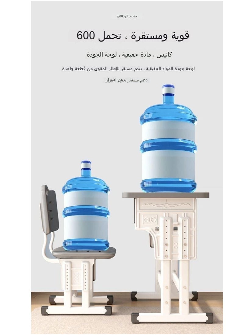 ماركة غير محددة - مجموعة مكتب وكرسي دراسة للاطفال بارتفاع قابل للتعديل منة وكرسي دراسة متعدد الوظائف مع درج تخزين، مكتب قراءة متين - Image 1